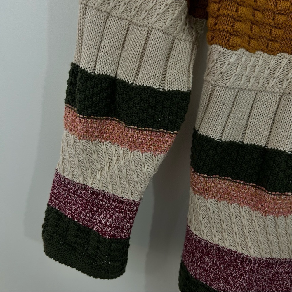 Soft Surroundings 100% Cotton Striped Maximalist Indie Knit Open Front Cardigan - Picture 3 of 12
